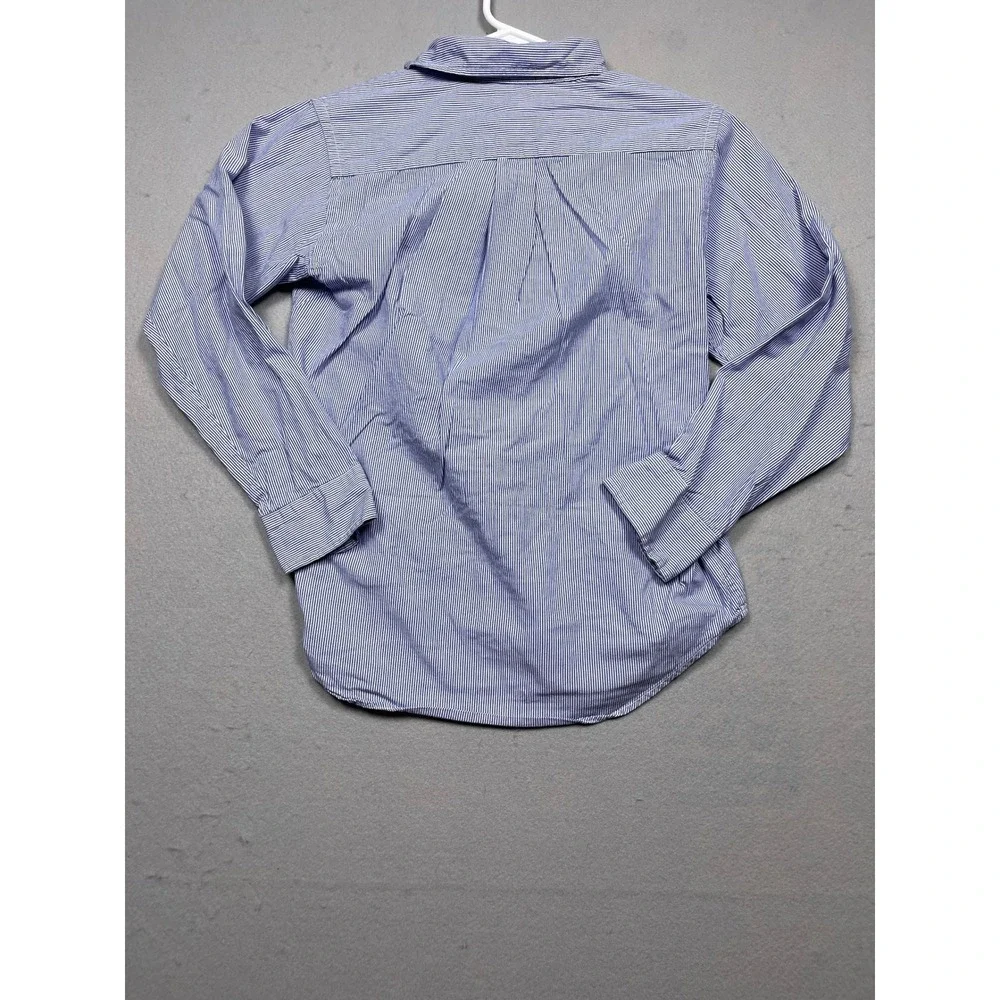 Ralph Lauren Boys Blue White Pinstripe Button Down Shirt Size M 10-12 Cotton